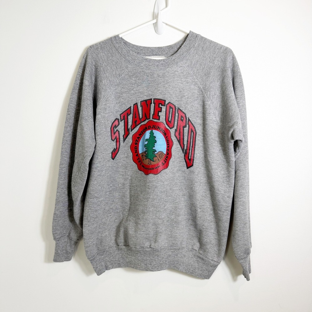 VTG Stanford University Sweatshirt Raglan Pullover Adult Medium Grey